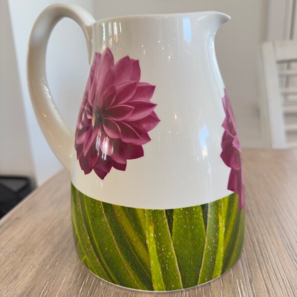 Lord & Taylor Ceramic Water Pitcher Dahlia Flower Print Made in Portugal - Picture 4 of 8